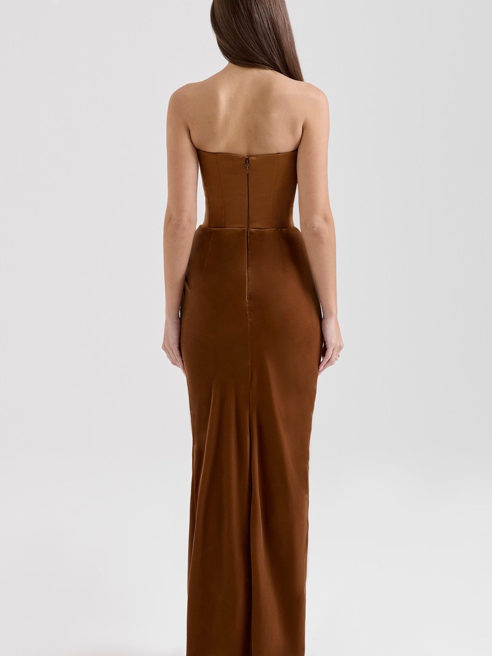 House of CB Strapless Brown PERSEPHONE
Coffee Velvet Strapless Corset Maxi Dress - Picture 2 of 9
